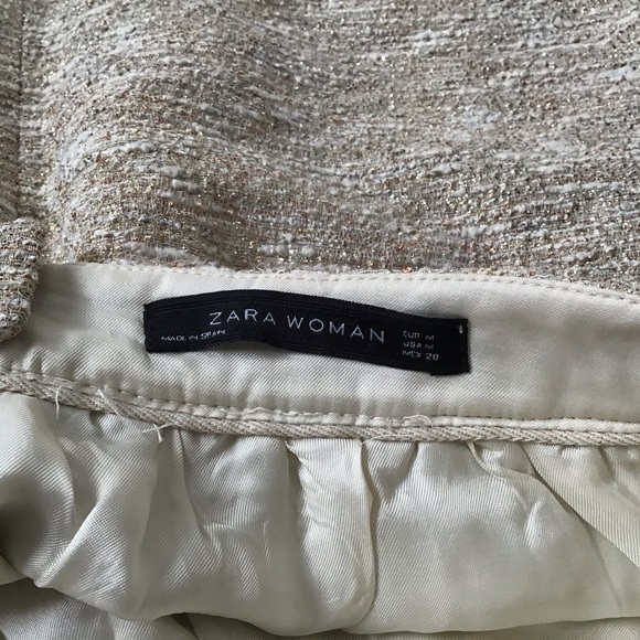 ZARA tweed lurex gold mini skirt Medium - Picture 4 of 5